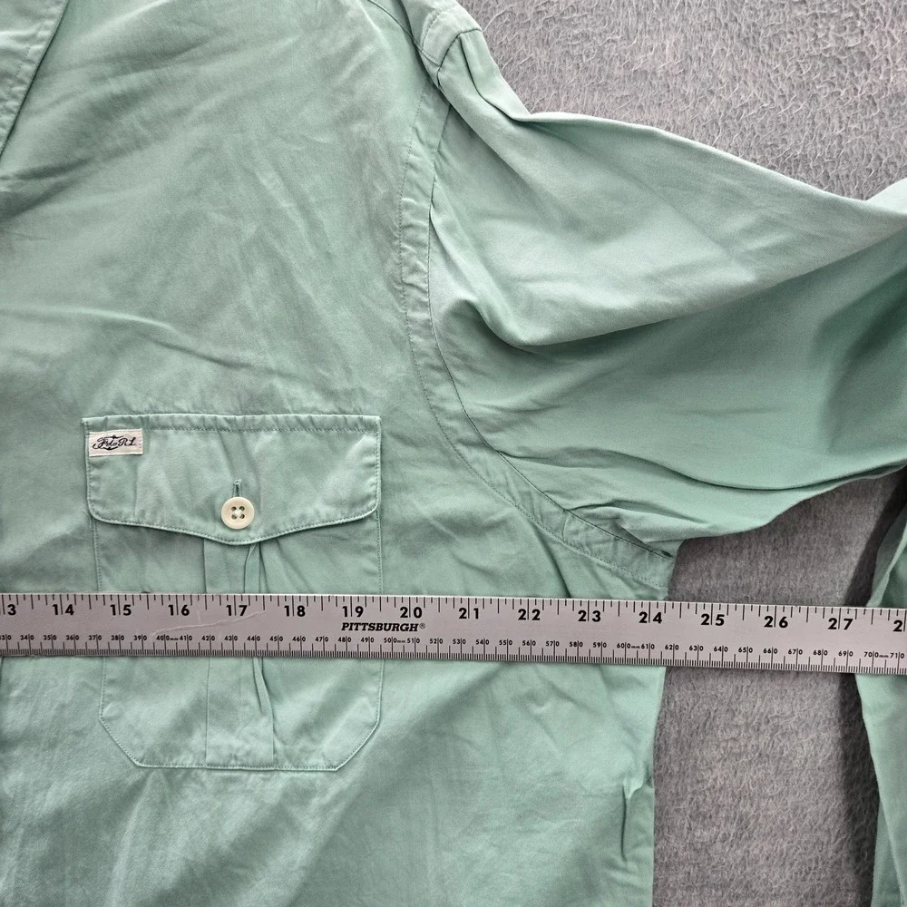 Polo Ralph Lauren Men Button Up Shirt‎ XL Green Twill Beach Long